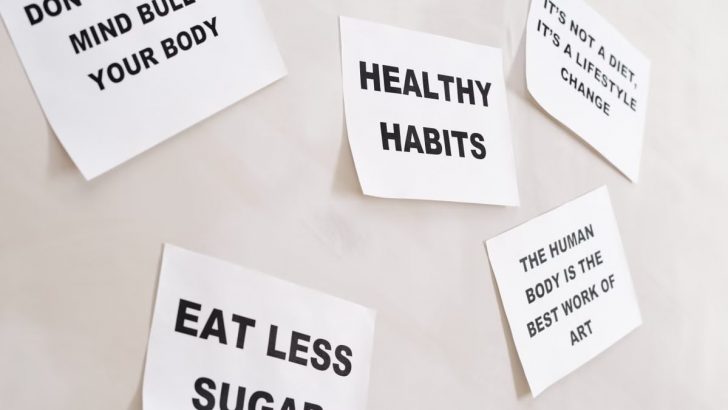 Inspirational health-themed text posters promoting a healthy lifestyle, focus on positive habits.